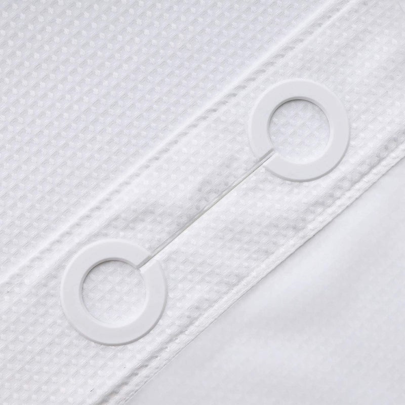 River Dream Stall Heavyweight No Hooks Required Dotted Waffle Weave Shower Curtain with Snap in Liner- 54W x 80H,Hotel Grade,Spa Like Bath Curtain,White - Image 4